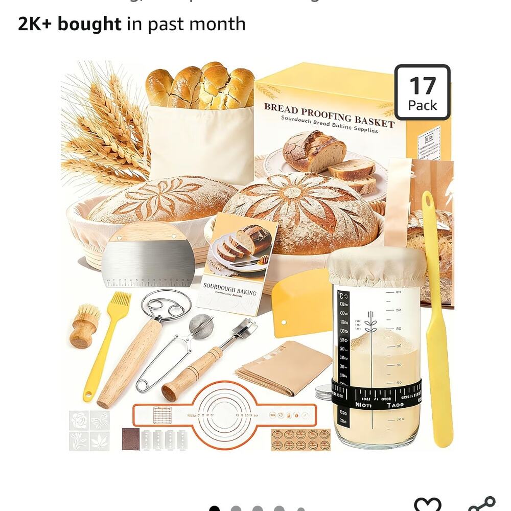 Bread Proofing Basket, Bread Sling, Starter Jar, Dough Whisk, Scrapers Stencils
